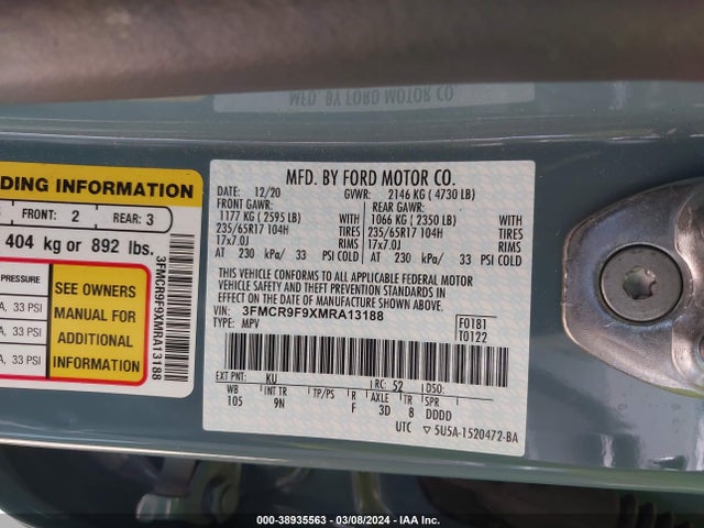 Ford Bronco Sport First Edition 2021 3FMCR9F9XMRA13188 Image 9