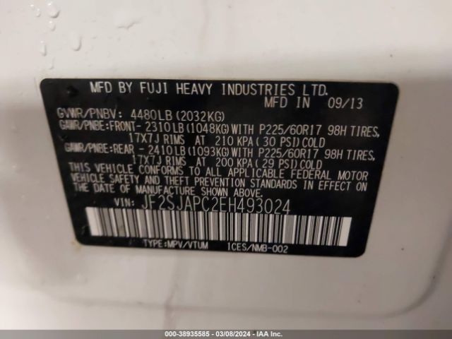 JF2SJAPC2EH493024 Subaru Forester
