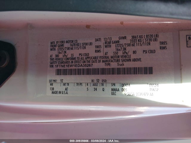 Ford E-150 Commercial 2014 1FTNE1EW1EDA35267 Image 9