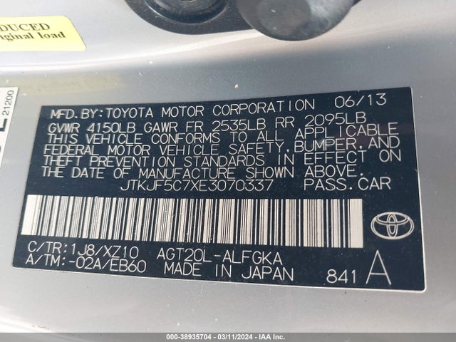 JTKJF5C7XE3070337 Scion Tc 10 Series