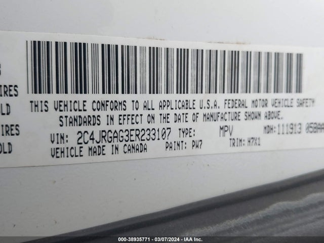 2C4JRGAG3ER233107 RAM Cargo Tradesman