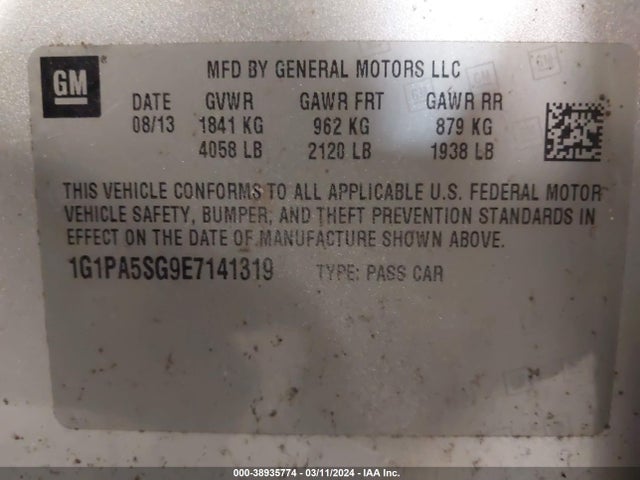 Chevrolet Cruze Ls Auto 2014 1G1PA5SG9E7141319 Image 9