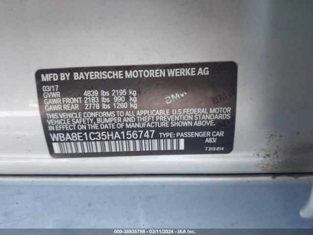 WBA8E1C35HA156747 BMW 330e Iperformance