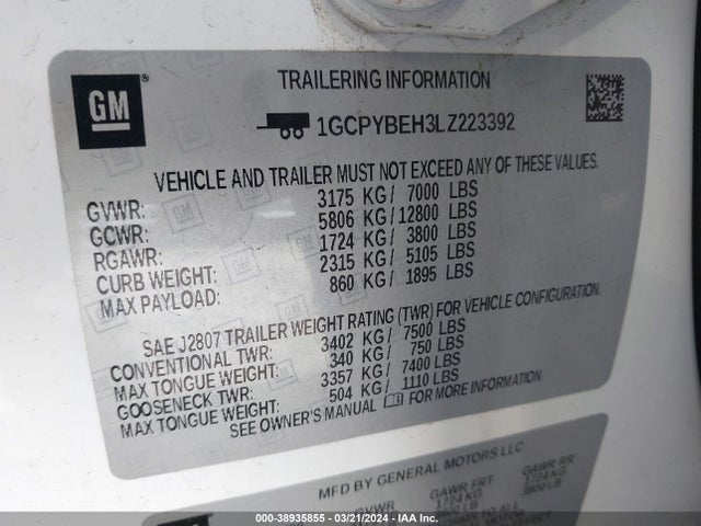 Chevrolet Silverado 1500 4wd  Short Bed Custom 2020 1GCPYBEH3LZ223392 Image 9