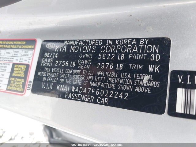 KIA K900 Luxury 2015 KNALW4D47F6022242 Image 9
