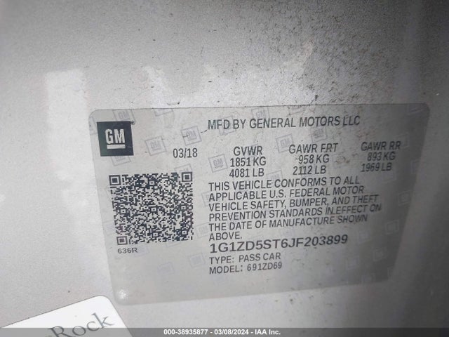 Chevrolet MALIBU LT 2018 1G1ZD5ST6JF203899 Image 9