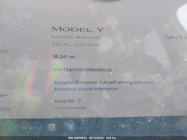 7SAYGDEE1PA060049 Tesla Model Y Awd/long Range Dual Motor All-wheel Drive