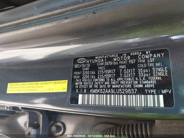 Hyundai Kona Sel Plus 2020 KM8K62AA9LU529837 Image 9