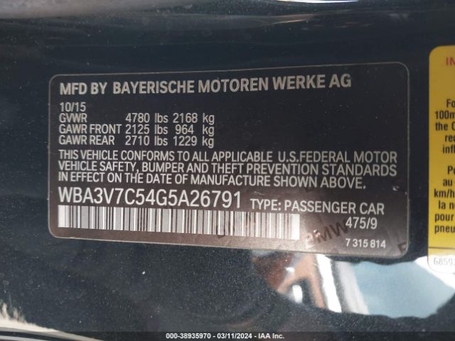 WBA3V7C54G5A26791 BMW 428i