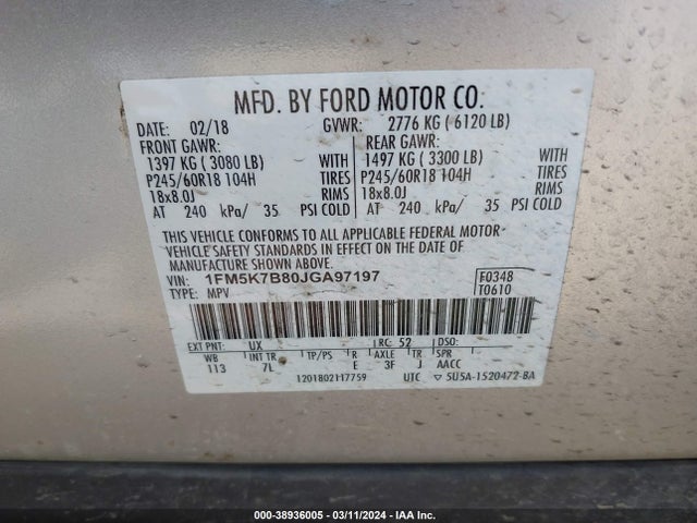 Ford Explorer 2018 1FM5K7B80JGA97197 Image 9