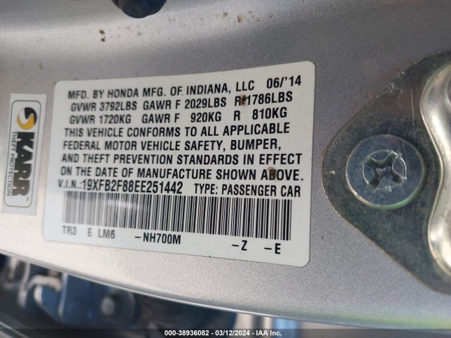 Honda CIVIC EX 2014 19XFB2F88EE251442 Image 9