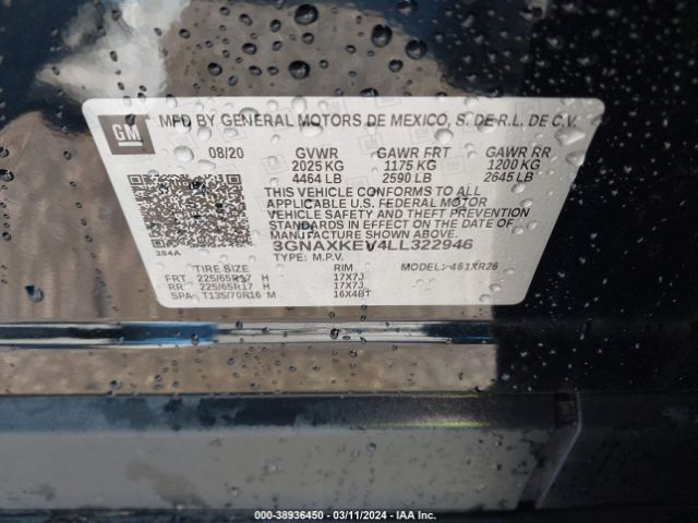 2020 CHEVROLET EQUINOX 3GNAXKEV4LL322946 Photo 8