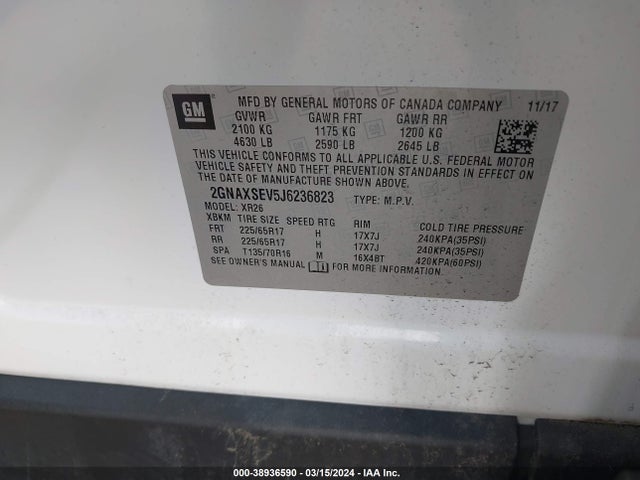Chevrolet EQUINOX LT 2018 2GNAXSEV5J6236823 Image 9