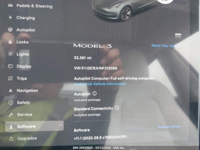 5YJ3E1EA1NF313069 Tesla Model 3 Rear-wheel Drive