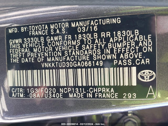 Toyota YARIS L 2016 VNKKTUD30GA066149 Image 9