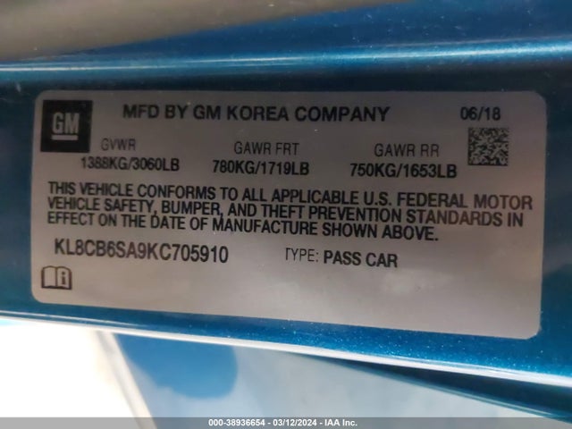 Chevrolet Spark Ls Cvt 2019 KL8CB6SA9KC705910 Image 9
