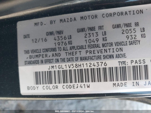 Mazda Mazda6 Touring 2017 JM1GL1V58H1124376 Image 9