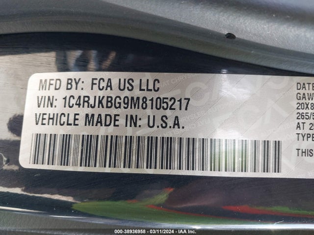 1C4RJKBG9M8105217 Jeep Grand Cherokee L Limited 4x4