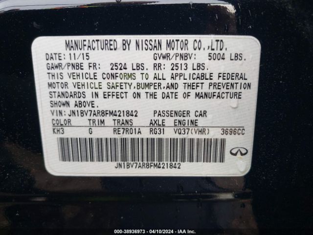 JN1BV7AR8FM421842 Infiniti Q50 Premium