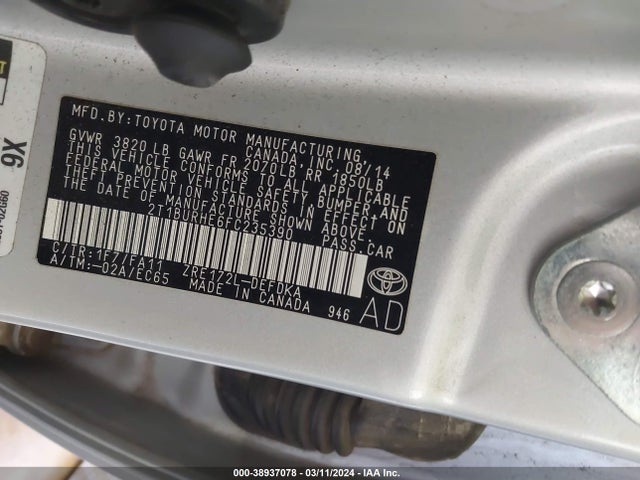 Toyota COROLLA L 2015 2T1BURHE6FC235390 Image 9
