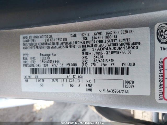 Ford FIESTA S 2018 3FADP4AJ0JM138900 Image 9