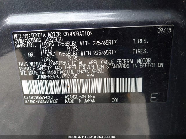 Toyota Rav4 Xle 2018 JTMWFREV8JJ752168 Image 9