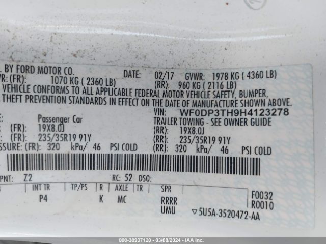 WF0DP3TH9H4123278 Ford FOCUS RS