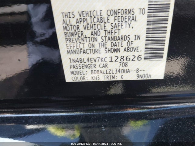 Nissan Altima 2.5 Sl 2019 1N4BL4EV7KC128626 Image 9