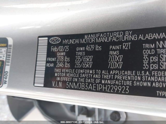 Hyundai TUCSON SEL 2023 5NMJB3AE1PH229923 Image 9