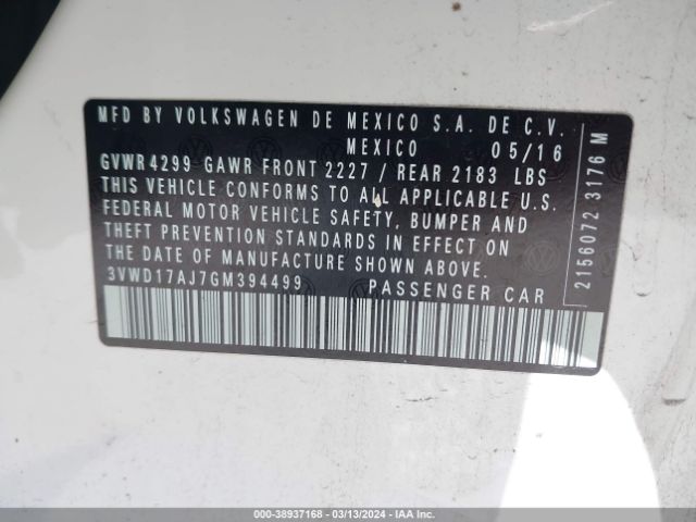 3VWD17AJ7GM394499 Volkswagen Jetta 1.8t Sport