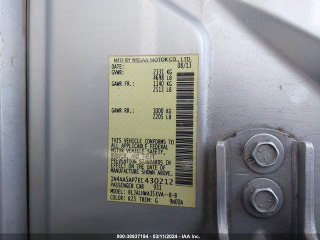 Nissan Maxima 3.5 Sv 2014 1N4AA5AP7EC430212 Image 9
