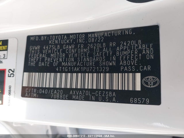 Toyota CAMRY SE 2023 4T1G11AK1PU721329 Image 9