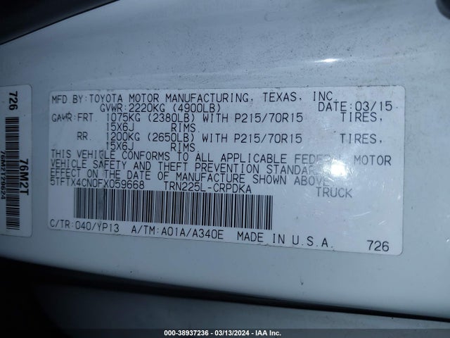 Toyota Tacoma 2015 5TFTX4CN0FX059668 Image 9