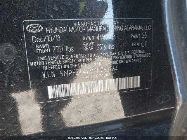 Hyundai SONATA SE 2019 5NPE24AF9KH763764 Image 9