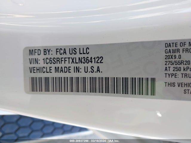 RAM 1500 Big Horn  4x4 5'7 Box 2020 1C6SRFFTXLN364122 Image 9