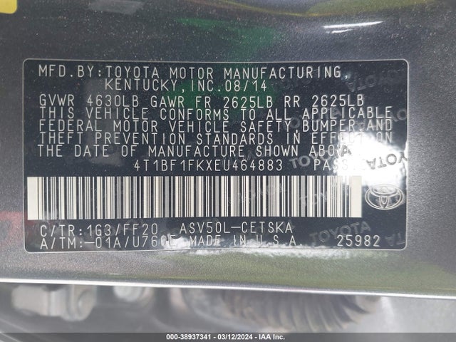 Toyota CAMRY SE 2014 4T1BF1FKXEU464883 Image 9