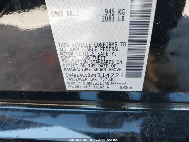 Nissan Altima Sr Fwd 2024 1N4BL4CV9RN314721 Image 9