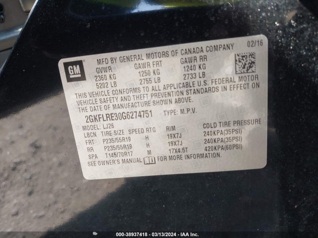 GMC Terrain Denali 2016 2GKFLRE30G6274751 Image 9