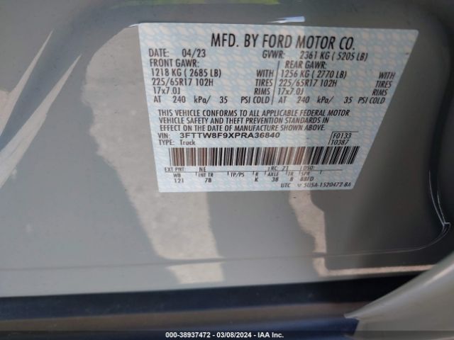 3FTTW8F9XPRA36840 Ford Maverick Xlt