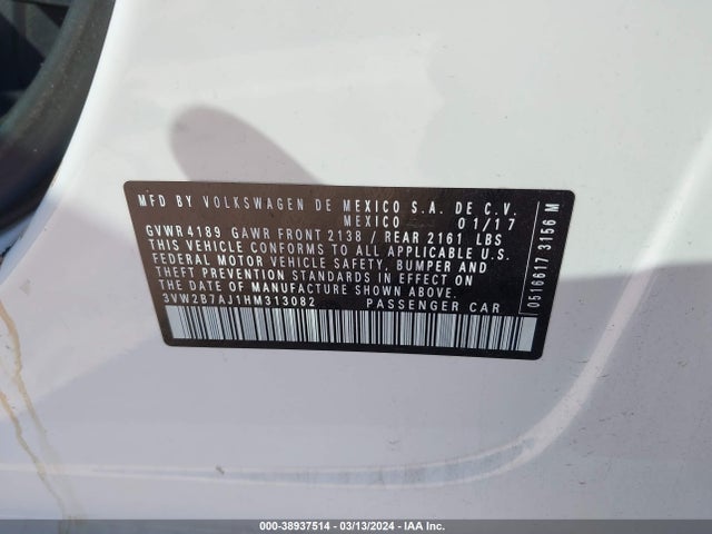 Volkswagen Jetta 1.4t S 2017 3VW2B7AJ1HM313082 Image 9