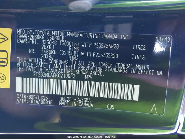2T2BZMCA6KC210682 Lexus Rx 350 F Sport