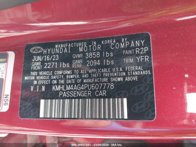 Hyundai ELANTRA SEL 2023 KMHLM4AG4PU607778 Image 9