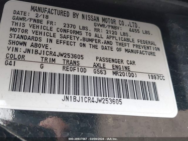 JN1BJ1CR4JW253605 Nissan Rogue Sport Sl