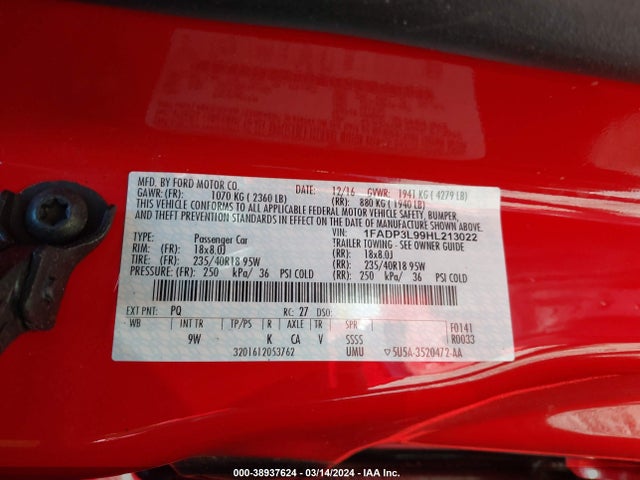 Ford FOCUS ST 2017 1FADP3L99HL213022 Image 9