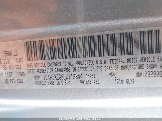 1C4HJXEG0LW119344 Jeep Wrangler Unlimited Sahara Altitude 4x4