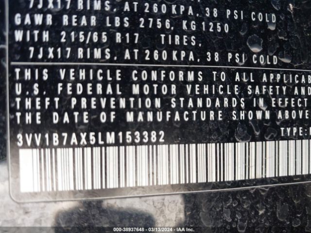 3VV1B7AX5LM153382 Volkswagen Tiguan 2.0t S