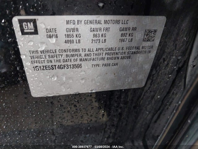 Chevrolet MALIBU 1LT 2016 1G1ZE5ST4GF313596 Image 9