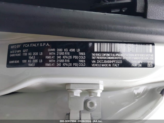 Jeep Renegade Sport 4x4 2017 ZACCJBAB9HPF23223 Image 9