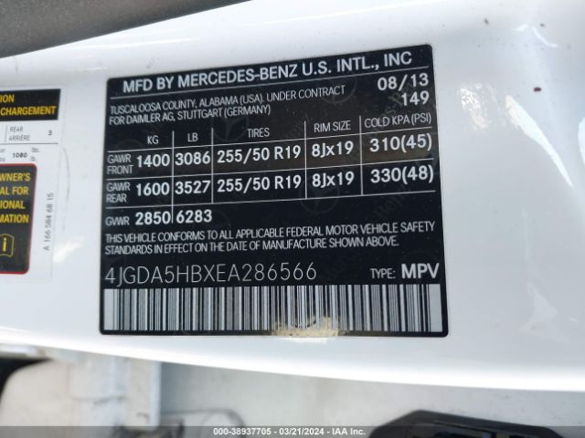 4JGDA5HBXEA286566 Mercedes-Benz Ml 350 4matic