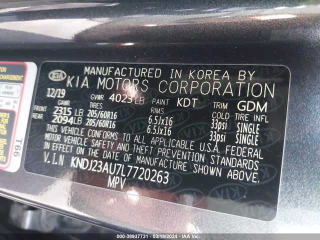 KIA SOUL LX 2020 KNDJ23AU7L7720263 Image 9
